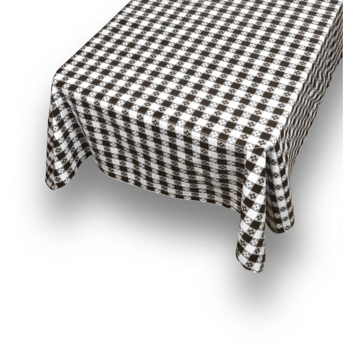 Carnation Home Fashions PVC Waterproof Indoor/Outdoor Restaurants, Picnics Tavern Check Print Vinyl Flannel Backed Tablecloth - Black / White, 52x52" - Black/White
