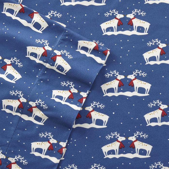 Micro Flannel Printed Deep-Pocket Sheet Set, Twin, Kiss Me Deer - Twin,Kiss Me Deer