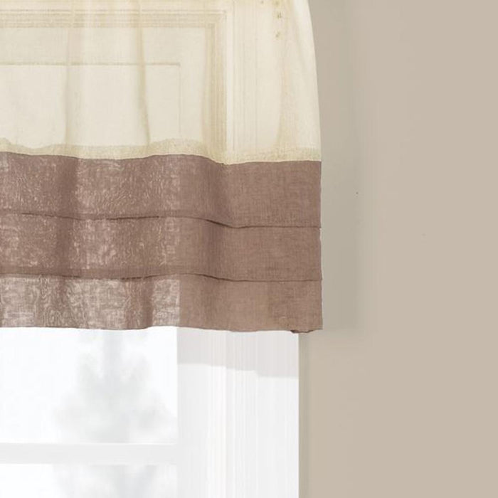 Saturday Knight Ltd Cielo Collection High Quality Modern Window Valance With 3 Tuxedo Pleat Hem - 58X13", Cream/Brn - Cream/Brown