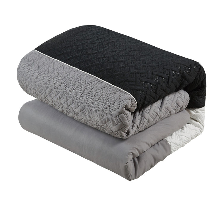 Chic Home Karras Quilted Embroidered Design Bed In A Bag Sheets 10 Pieces Comforter Decorative Pillows & Shams - Twin 66x90, Grey - Twin