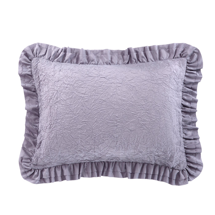 Chic Home Kensley Comforter Set Washed Crinkle Ruffled Flange Border Design Bedding Lavender, Twin - Twin