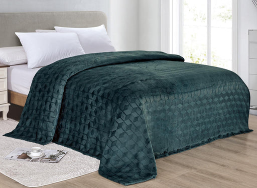 Amrani Bedcover Embossed Blanket, Soft Premium Microplush, Green