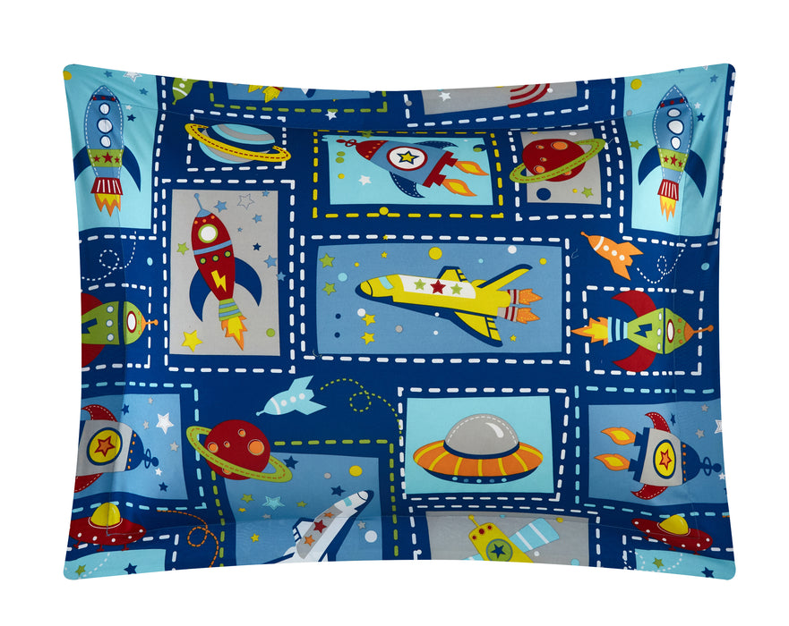 Chic Home Spaceship 4 Piece Comforter Set "Space Explorer" Design Bedding - Throw Blanket Decorative Pillow Sham Included Twin XL Blue - Twin