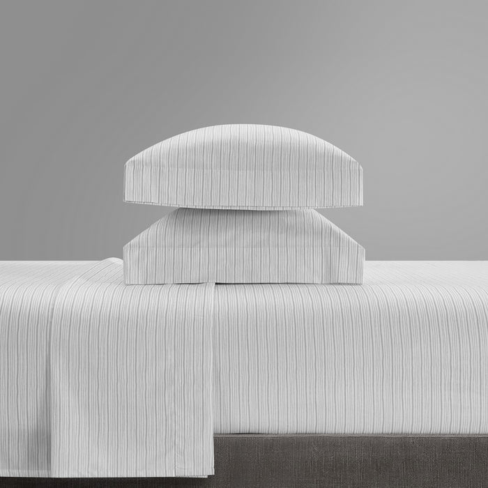 NY&C Home Samara 3 Piece Sheet Set Super Soft Unique Striped Pattern Print Design – Includes 1 Flat, 1 Fitted Sheet, and 1 Pillowcase, Twin XL, Grey - Gray