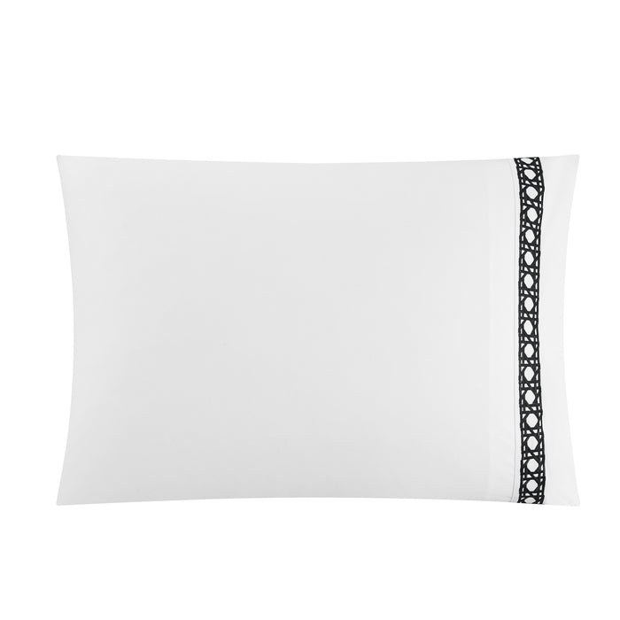 Chic Home Lewiston 7 Piece Cotton Blend Duvet Cover 1500 Thread Count Set Solid White With Embroidered Details Bed In A Bag King Black - King