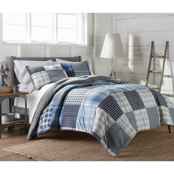 Micro Flannel Reverse to Sherpa Comforter Set, Twin, Smokey Mt Plaid - Twin,Smokey Mt Plaid