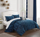 Chic Home Westmont 4 Piece Comforter Set Crinkle Crushed Velvet Bedding - Decorative Pillow Shams Included Queen Navy - Queen