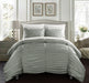 Chic Home Kaiah 3 Piece Comforter Set Contemporary Striped Ruched Ruffled Design Bedding - Decorative Pillow Shams Included King Grey - King
