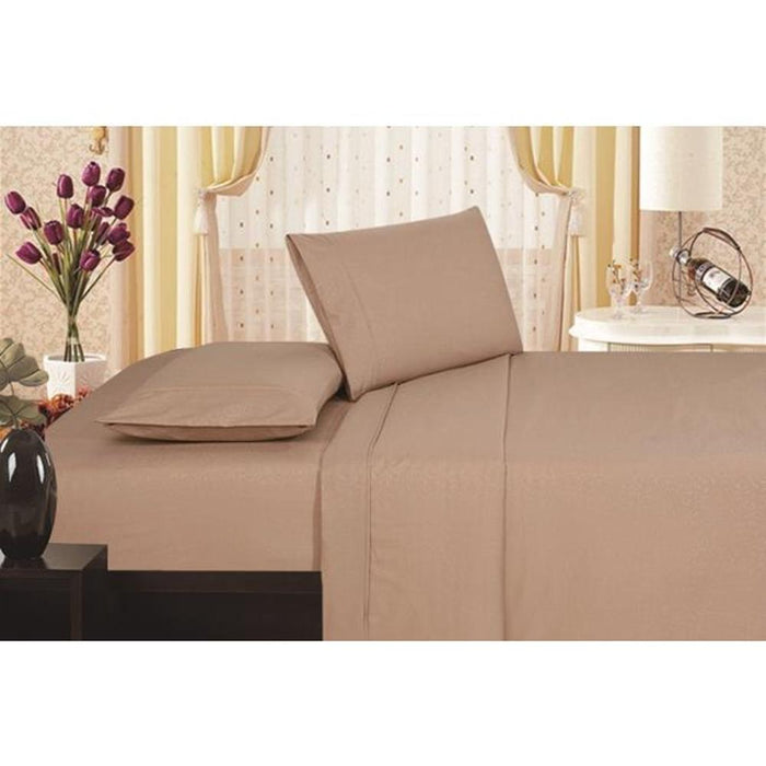 Plazatex Vine Print 90GSM Brushed Microfiber Soft Wrinkle Free Sheet Set - Full 54x75", Mocha - Full,Mocha
