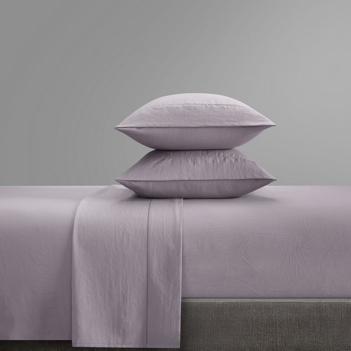 Chic Home Casey Sheet Set Solid Color Washed Garment Technique - Includes 1 Flat, 1 Fitted Sheet, and 2 Pillowcases - 4 Piece - King 108x102", Lavender - Lavender