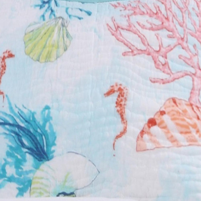 Barefoot Bungalow Sarasota Seahorse Print Pillow Sham - Standard 20x26", Multicolor - Standard