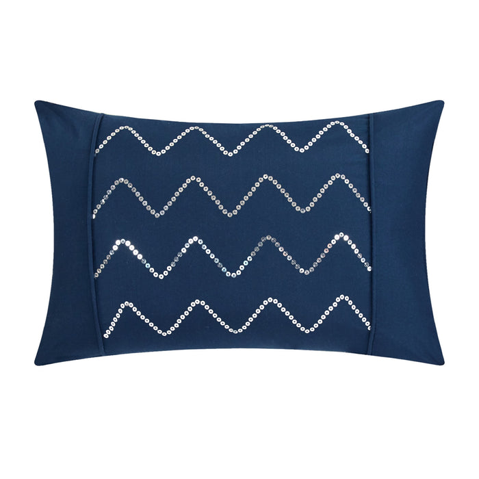 Chic Home Mycroft Pinch Pleated Ruffled Bed In A Bag Soft Microfiber Sheets 10 Pieces Comforter Decorative Pillows & Shams - Twin 66x90, Navy - Twin