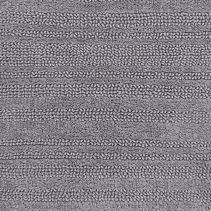 Knightsbridge Luscious Textured Striped All Season Soft Plush Cotton Reversible & Soft Bath Rug 17" X 24" Silver - 17" X 24"