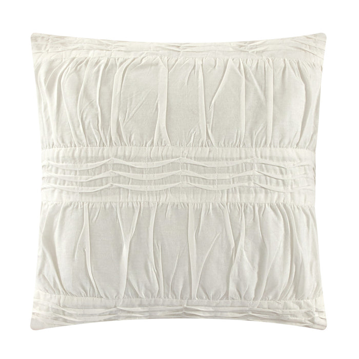 NY&C Home Desiree 5 Piece Cotton Comforter Set Contemporary Striped Clip Jacquard Bedding - Decorative Pillows Shams Included, Queen, Beige - Queen