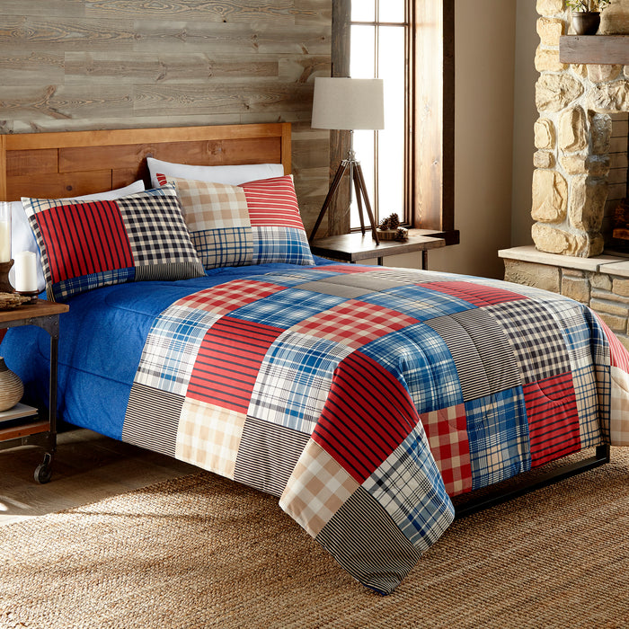 Micro Flannel 6 in 1 Comforter Set, King, Berry Patch Plaid - King,Berry Patch Plaid