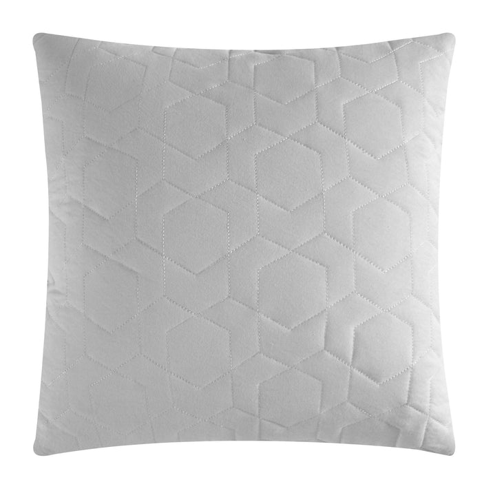 NY&C Home Davina 5 Piece Comforter Set Geometric Hexagonal Pattern Design Bedding - Decorative Pillows Shams Included, King, Grey - King