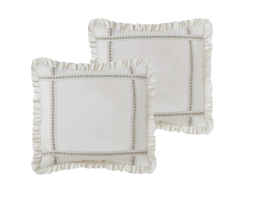 Chic Home Yvette Comforter Set Ruffled Pleated Flange Border Design Bedding Beige, King - King