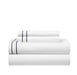 Chic Home Valencia Organic Cotton Sheet Set Solid White With Dual Stripe Embroidery - Includes 1 Flat, 1 Fitted Sheet, and 2 Pillowcases - 4 Piece - Queen 90x102, Navy - Queen