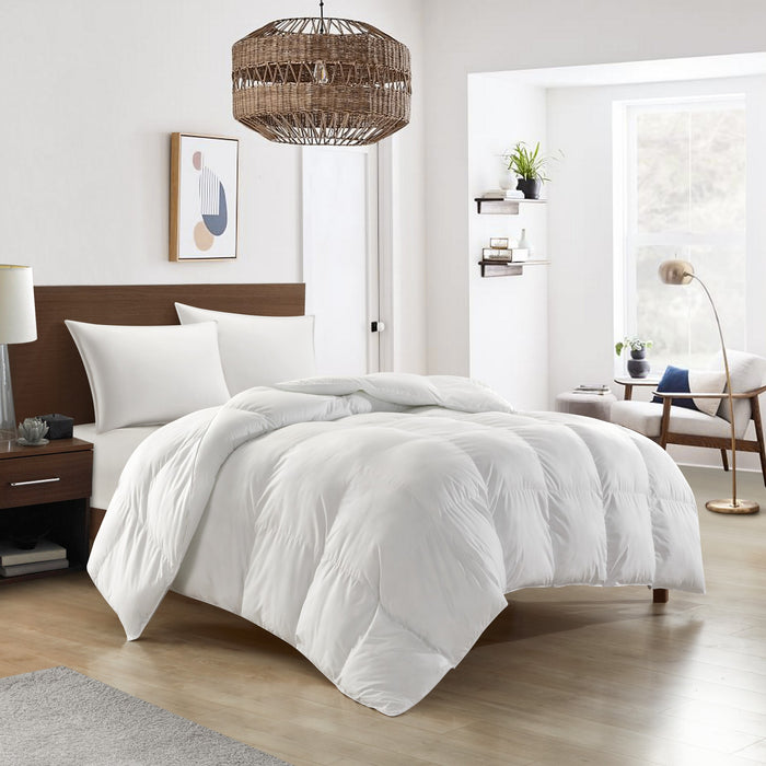 NY&C Home Easeland Comforter Box Stitched Design Down Alternative Filling, Queen, White - Queen
