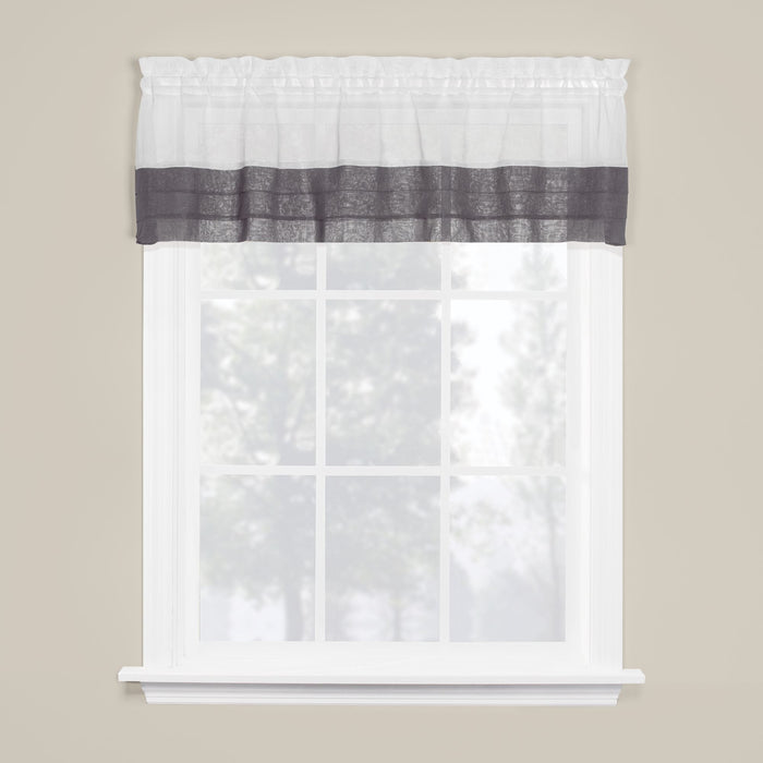 Saturday Knight Ltd Cielo Collection High Quality Modern Window Valance With 3 Tuxedo Pleat Hem - 58X13", Gray/White - Gray/White