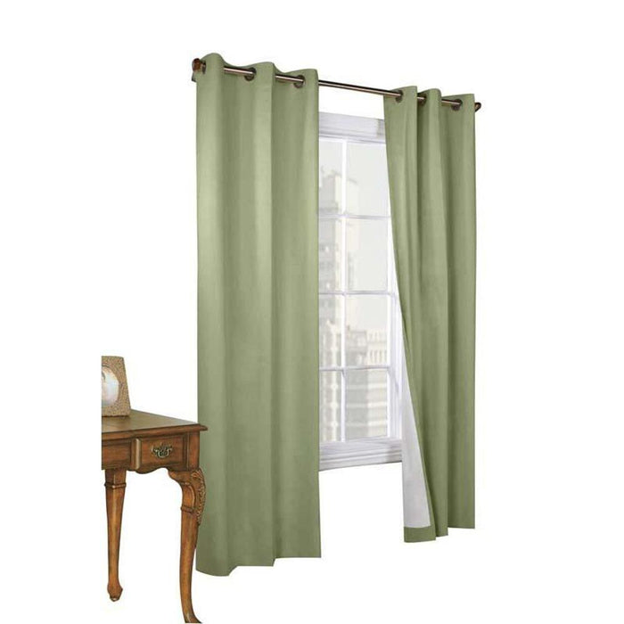 Commonwealth Thermalogic Weather Cotton Fabric Grommet Top Panel Pair - 80x72" - Sage - Sage