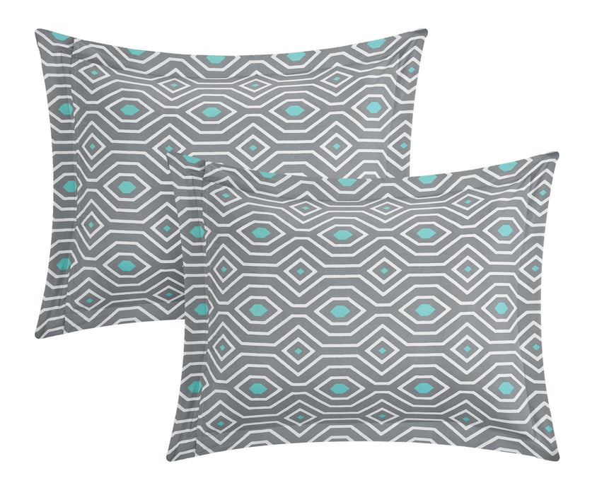 Chic Home Kavalier Color Block Geometric Pattern Design Hotel Collection Sheets 10 Pieces Comforter Decorative Pillows & Shams-Queen 90x90, Turquoise - Queen