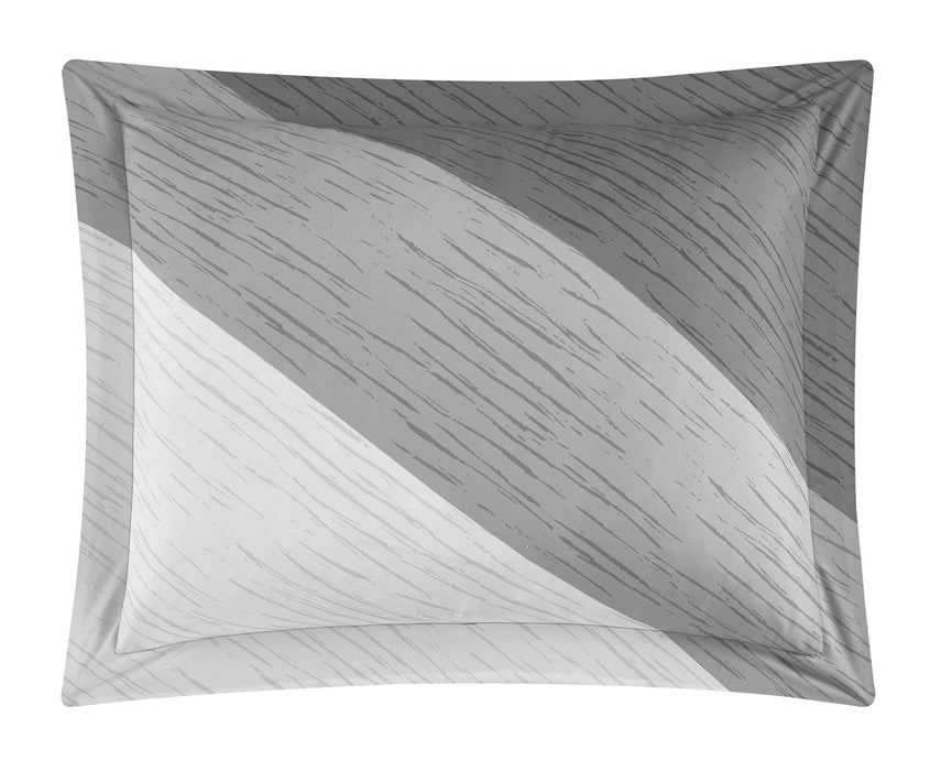NY&C Home Kinsley 7 Piece Comforter Set Color Block Design Distressed Stripe Print Bed In A Bag Bedding - Sheets Pillowcase Decorative Pillows Sham Included, Twin, Grey - Twin