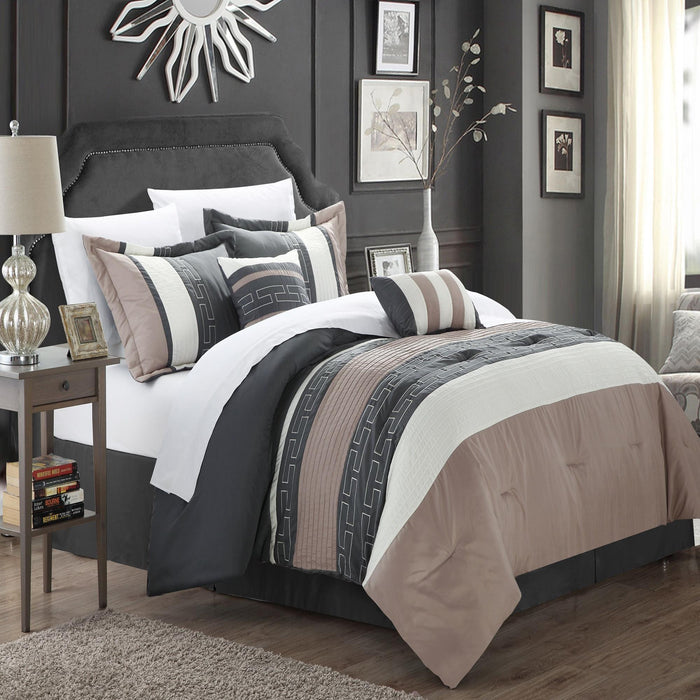 Chic Home Carlton Comforter Set - King 104x90, Taupe - King