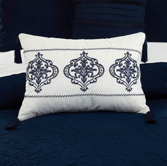 Chic Home Mayflower Comforter Set Embossed Medallion Scroll Pattern Design Bed In A Bag Navy, Twin XL - Twin XL