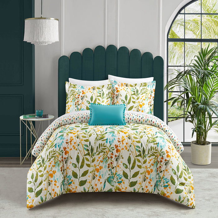Chic Home Blaire 4 Piece Comforter Set Reversible Hand Painted Floral Print Design Bedding Multi-color