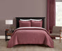 NY&C Home Austin 3 Piece Cotton Blend Quilt Set Stone Washed Textured Floral Pattern Bedding - Pillow Shams Included, Queen, Wine - Queen