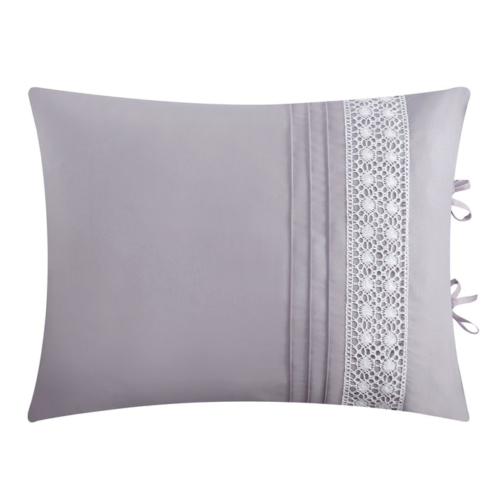 Chic Home Brice Comforter Set Pleated Embroidered Design Bed In A Bag - Sheet Set Decorative Pillows Shams Included - 9 Piece - Queen 90x92", Lilac - Queen
