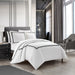 Chic Home Lewiston 7 Piece Cotton Blend Duvet Cover 1500 Thread Count Set Solid White With Embroidered Details Bed In A Bag Queen Black - Queen