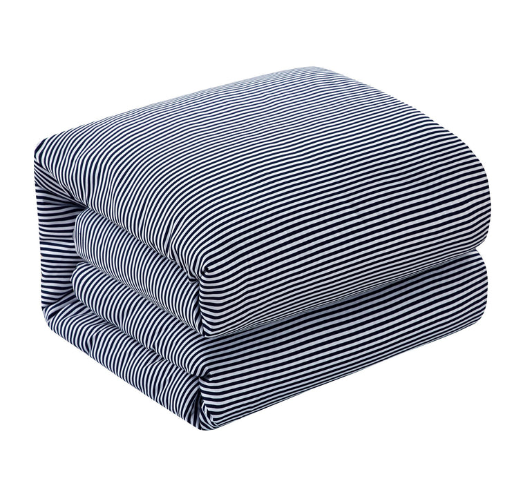 Chic Home Morgan Duvet Cover Set Contemporary Two Tone Striped Pattern Bedding - Pillow Shams Included - 3 Piece - King 104x90", Navy - King