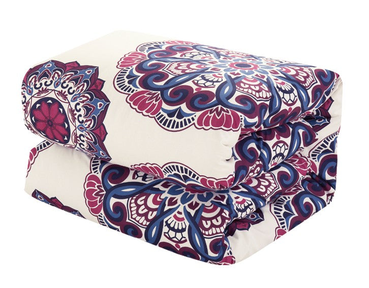 Chic Home Medallion Modern Pattern Microfiber 6/8 Pieces Comforter Bed In A Bag Sheet Set & Decorative Shams - Twin 66x90, Navy - Twin