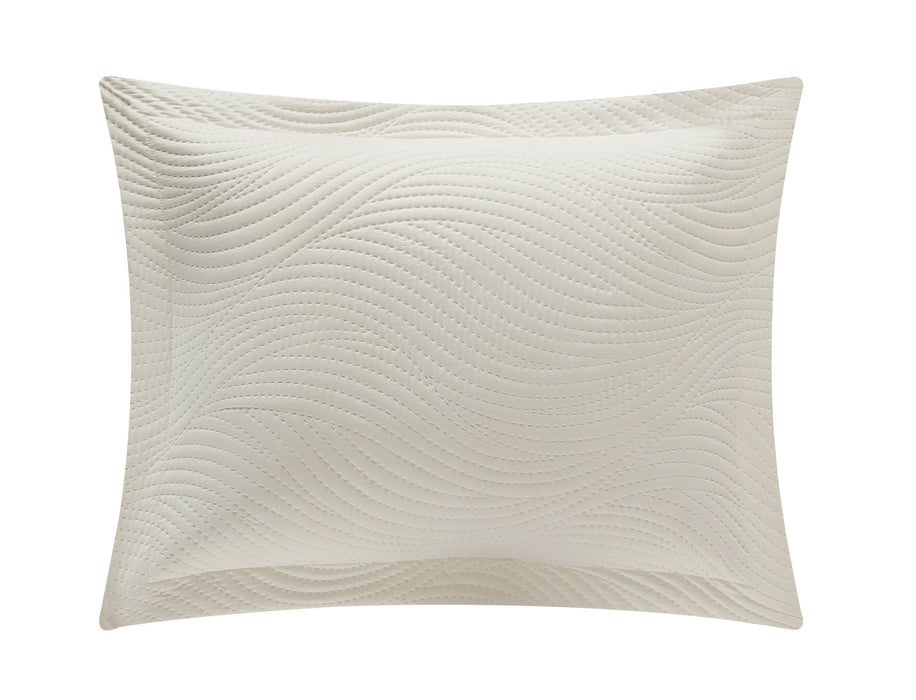 NY&C Home Teague 3 Piece Quilt Set Contemporary Organic Wave Pattern Bedding - Pillow Shams Included, Queen, Beige - Queen