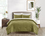 Chic Home Jessa Comforter Set Washed Garment Technique Geometric Square Tile Pattern Bed In A Bag Bedding - Sheets Pillowcases Pillow Shams Included - 7 Piece - Queen 90x92", Green - Queen