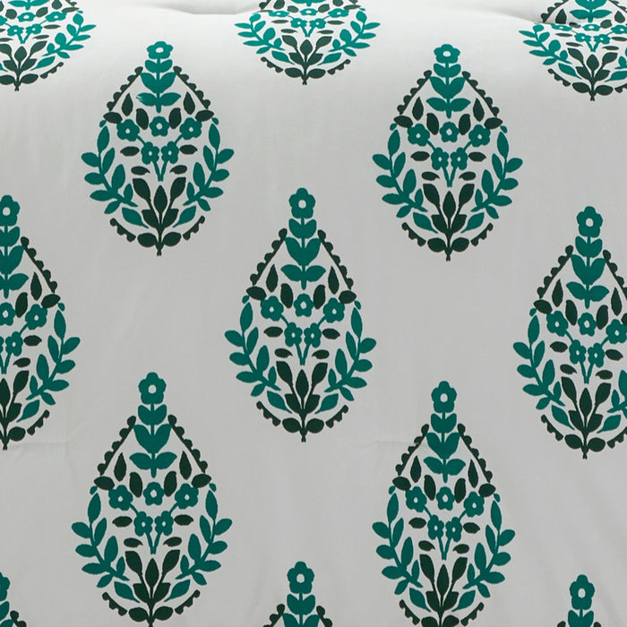 Chic Home Clarissa 6 Piece Comforter Set Floral Medallion Print Design Bed In A Bag Bedding Twin XL Green - Twin XL