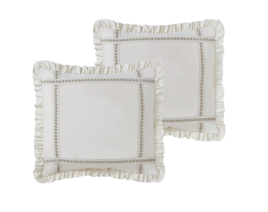 Chic Home Yvette Comforter Set Ruffled Pleated Flange Border Design Bed In A Bag Beige, King - King