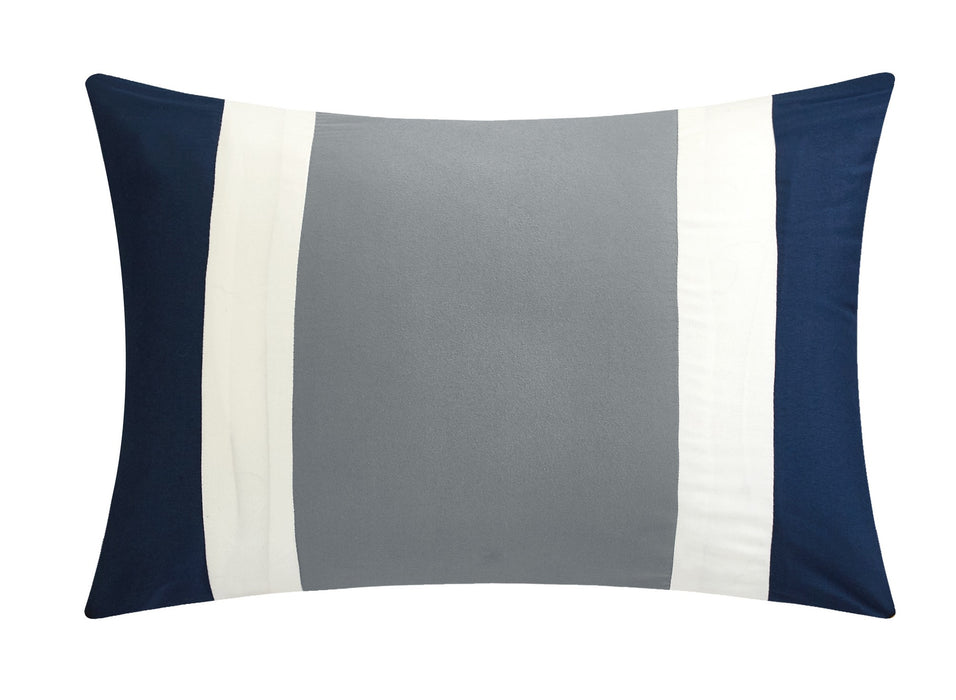 Chic Home Kavalier Color Block Geometric Pattern Design Hotel Collection Sheets 10 Pieces Comforter Decorative Pillows & Shams - King 104x90, Navy - King