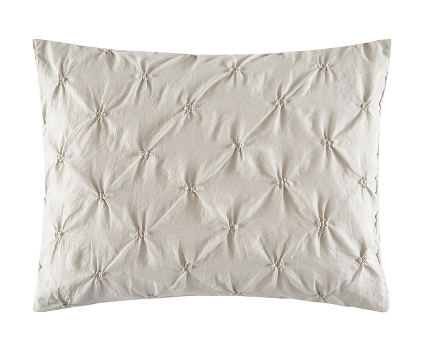 Chic Home Bradley Comforter Set Diamond Pinch Pleat Pattern Design Bedding - Decorative Pillow Shams Included - 4 Piece - Queen 90x92", Beige - Queen