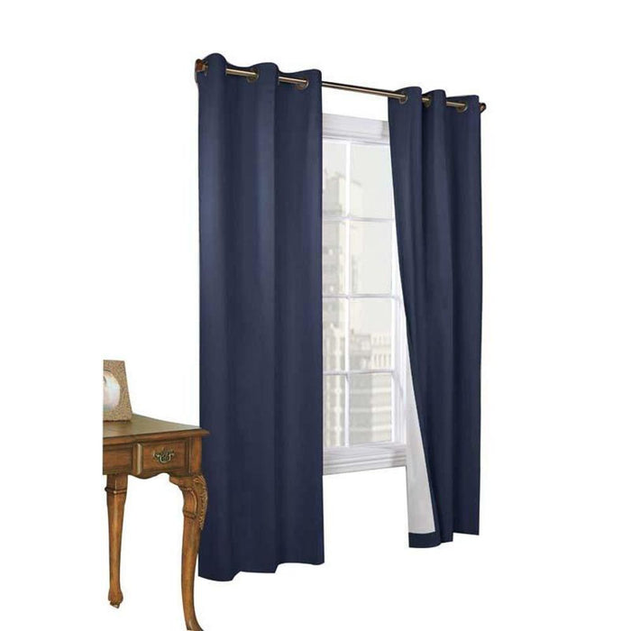 Commonwealth Thermalogic Weather Cotton Fabric Grommet Top Panel Pair - 80x72" - Navy - Navy