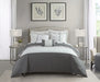 Chic Home Ava Comforter Set Color Block Floral Pleated Stitching Print Details Design Bed In A Bag Bedding - Sheets Pillowcases Decorative Pillow Shams Included - 8 Piece - Queen 90x92", Grey - Queen