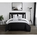 Chic Home Lainy Comforter Set Color Block Pleated Ribbed Embroidered Design Bedding Black, Queen - Queen