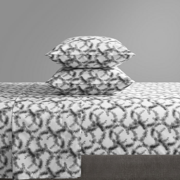 Chic Home Amira Sheet Set Watercolor Overlapping Rings Pattern Print Design - Includes 1 Flat, 1 Fitted Sheet, and 2 Pillowcases - 4 Piece - King 108x102", Grey - Grey