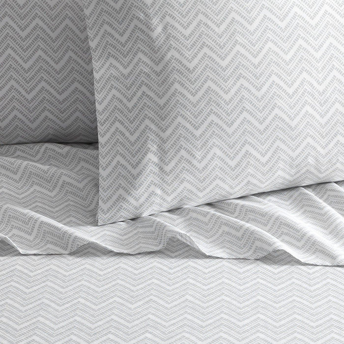 Chic Home Alaina Sheet Set Super Soft Contemporary Striped Chevron Pattern Design - Includes 1 Flat, 1 Fitted Sheet, and 1 Pillowcase - 3 Piece - Twin 66x102", Grey - Grey