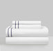 Chic Home Valencia Organic Cotton Sheet Set Solid White With Dual Stripe Embroidery - Includes 1 Flat, 1 Fitted Sheet, and 2 Pillowcases - 4 Piece - King 108x102, Navy - King