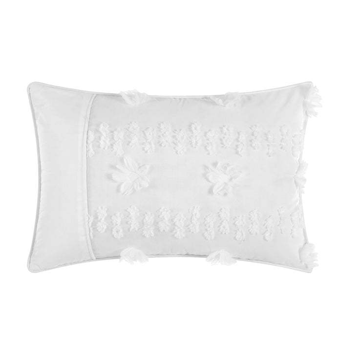 Chic Home Ahtisa Comforter Set Jacquard Floral Applique Design Bed in a Bag White, King - King