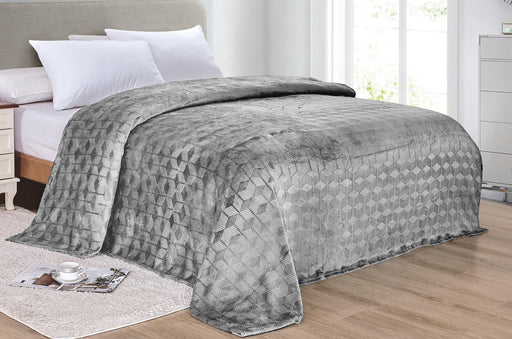 Amrani Bedcover Embossed Blanket, Soft Premium Microplush, Grey