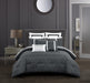 Chic Home Arlow Comforter Set Jacquard Geometric Quilted Pattern Design Bedding Grey, Queen - Queen